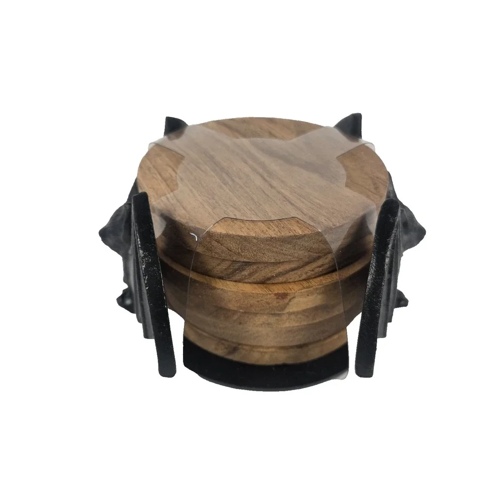 Spooky Hollow Bat Coaster Set Unisex OS Black New Gothic Wood Halloween Decor